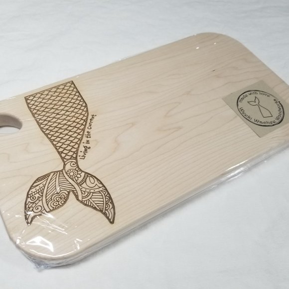 "Living in the Current" Mermaid Charcuterie Cutting Serving Board - Picture 9 of 10